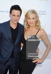 with Jessica Collins on the red carpet